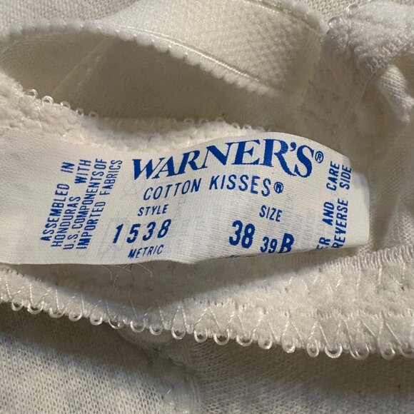 Warners Cotton Kisses Lace Soft Cup Bra 38/39B White Adjustable Straps Comfortab - Picture 3 of 3
